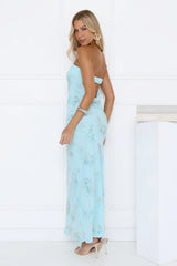 Sparkling Floral Embellished Strapless Maxi Dress