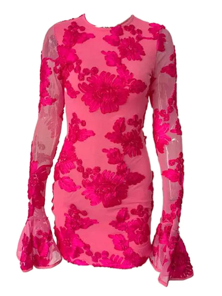 Samantha Rose Backless Bell Sleeve Sexy Dress