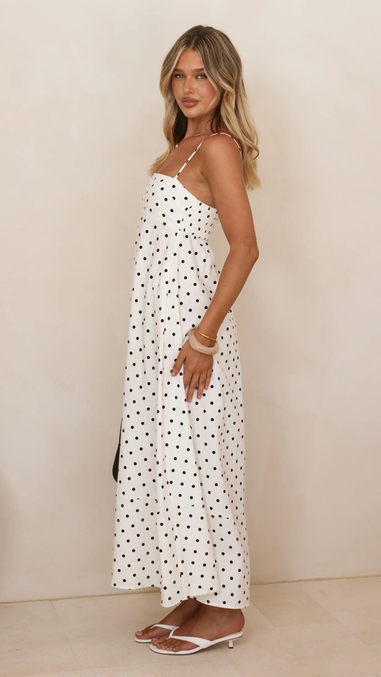 Elie Maxi Dress - White/Black Polka Dot