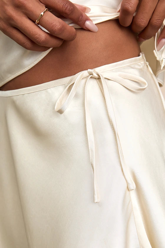 Nicolas Ivory Satin Wrap Mini Skirt