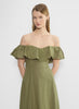 Off-the-shoulder linen midi dress