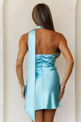 Satin Spell Satin Halter Mini Dress Teal