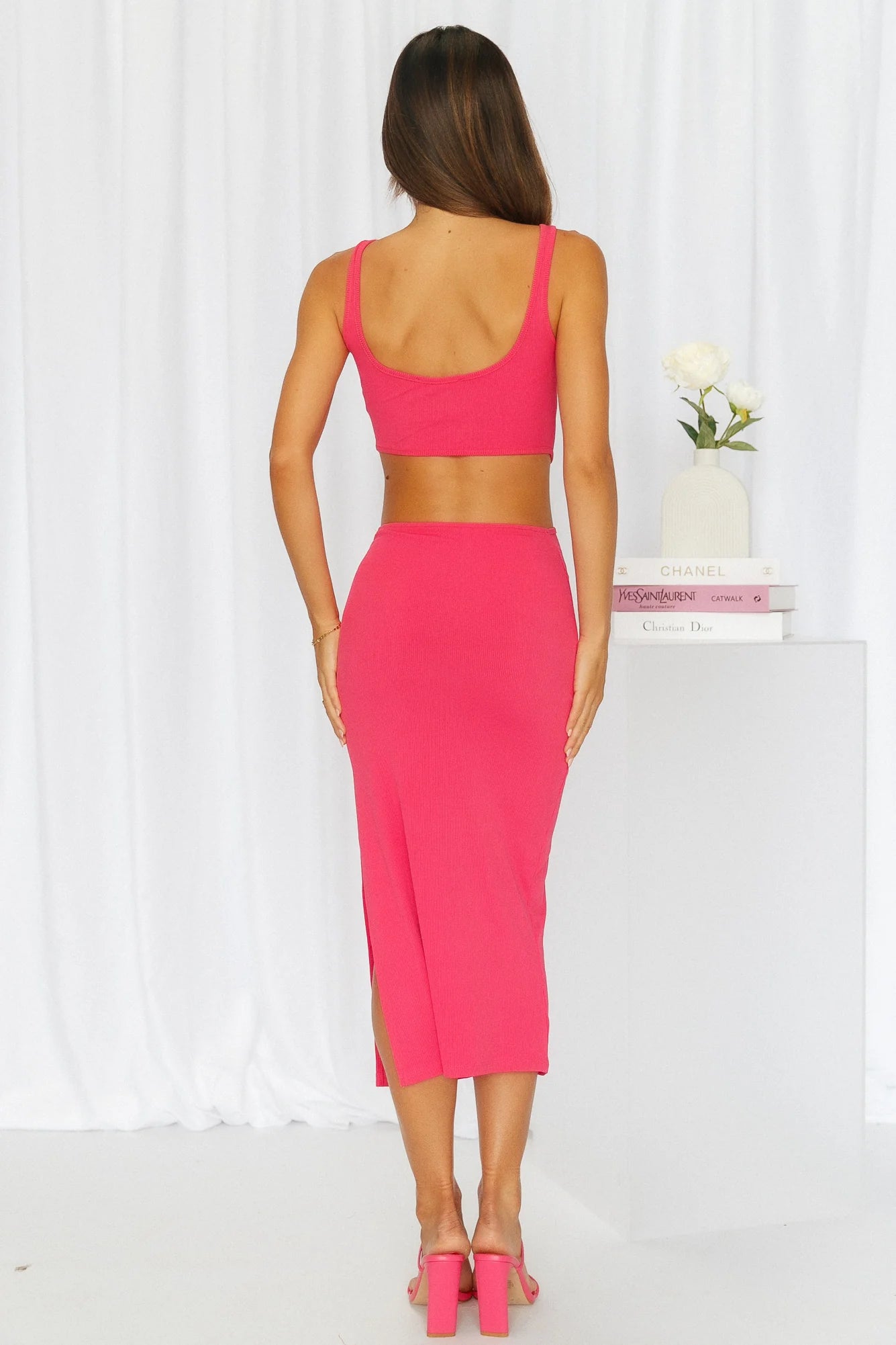 Khloe Midi Dress Hot Pink