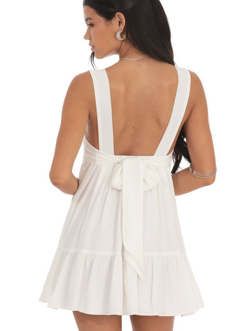 Shimmer Striped Babydoll Dress in Pink