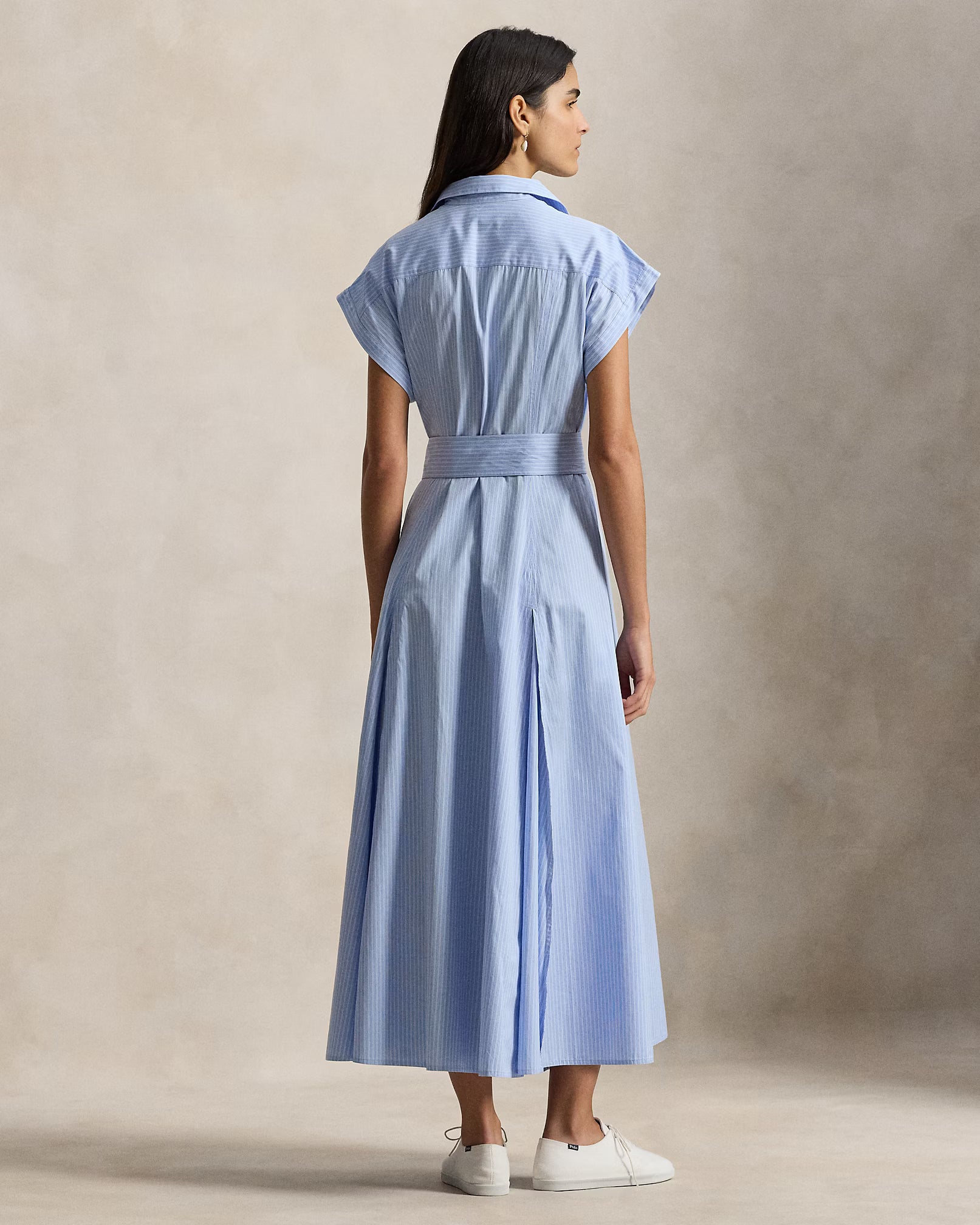 Striped Belted Cotton Shirtdress