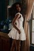 White Cotton Broderie Anglaise Boat Neck Mini Dress