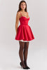 holly red satin tulle mini dress