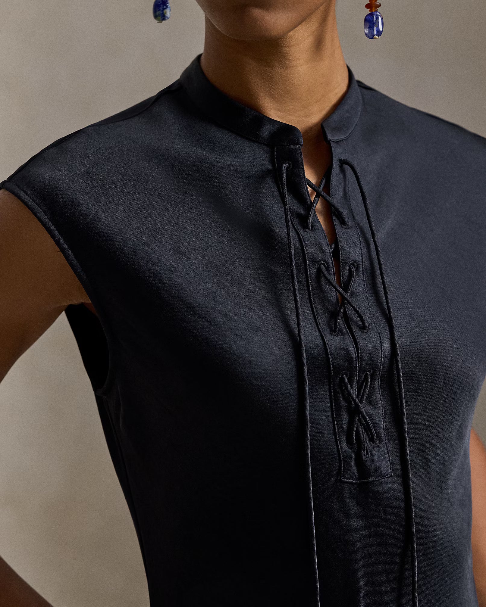 Lace-Up Satin Dress
