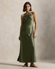 Sheer-Panel Satin Dress