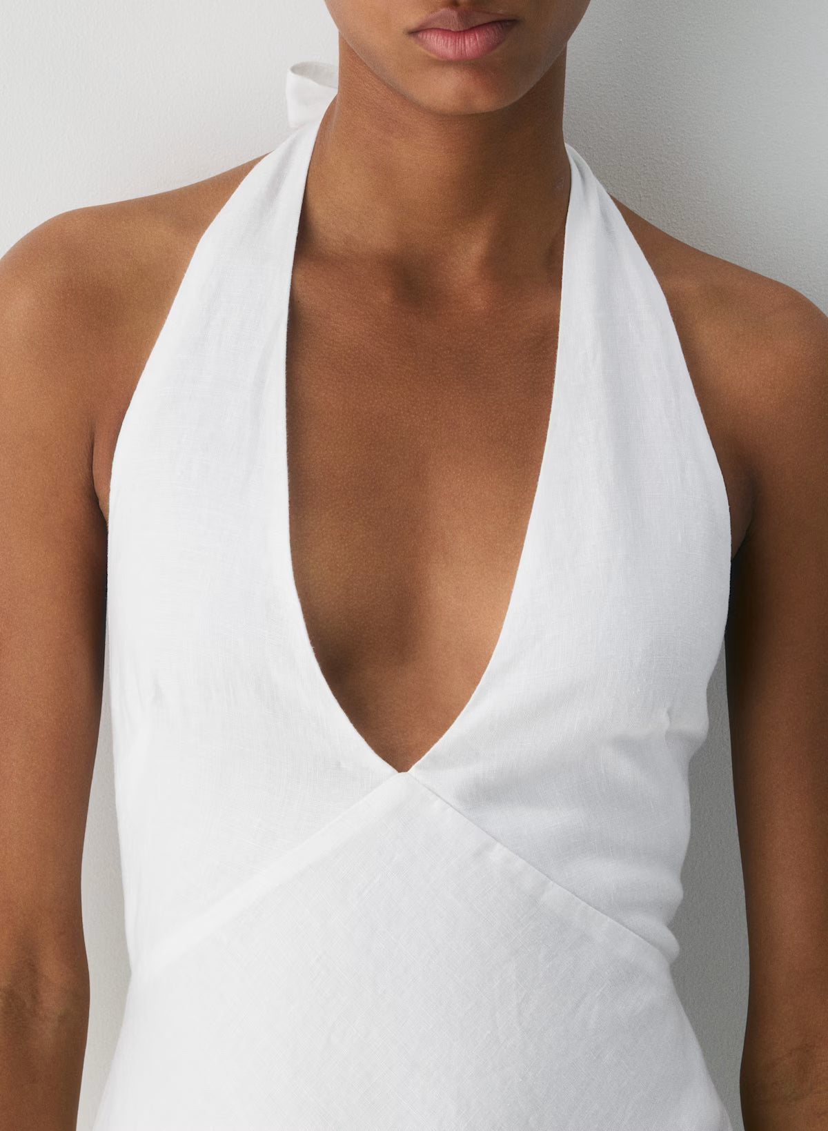 Nightscape Linen Halter Dress