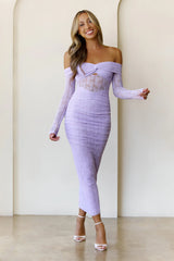 Raegan Mesh Midi Dress Lilac
