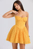 apricot lace corset mini dress