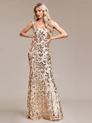 Glamour Robe de Soirée Moulante Longue Gold Dorée Brillante Epaule Couverte