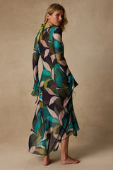 Nonah Teal Multi Mesh Maxi Swim Cover-Up