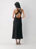 Drapey satin bustier maxi dress with low back