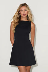 Olivian Black Low Back Sleeveless Mini Dress