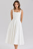 white stretch cotton midi sundress