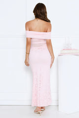 Dewy Delight Lace Maxi Dress Pink