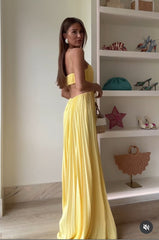 Butter Moment Pleated Cutout Waist A-line Slip Maxi Dress
