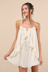 Nessie Ivory Sleeveless Ruffled Mini Dress