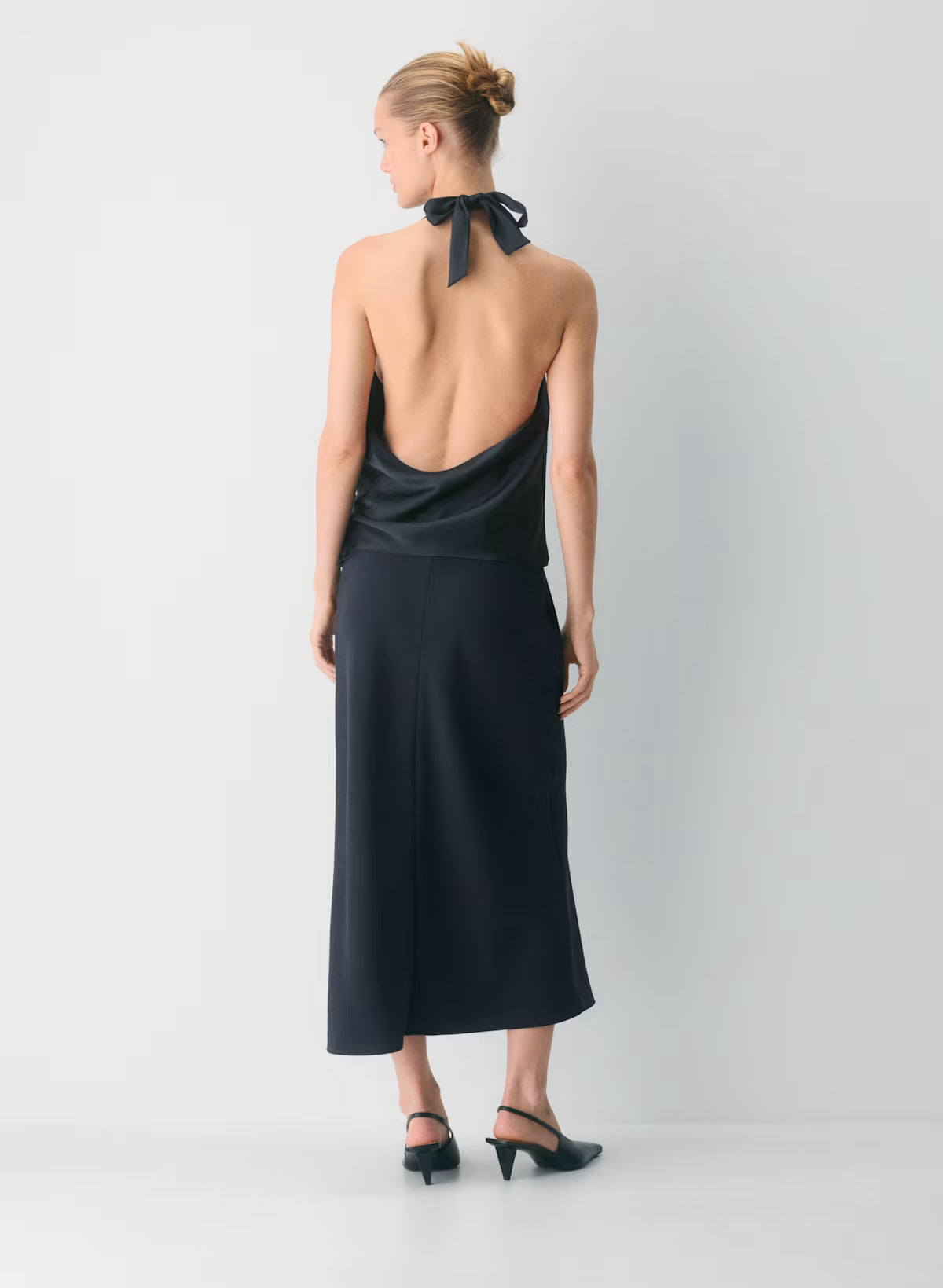 Drapey satin halter top