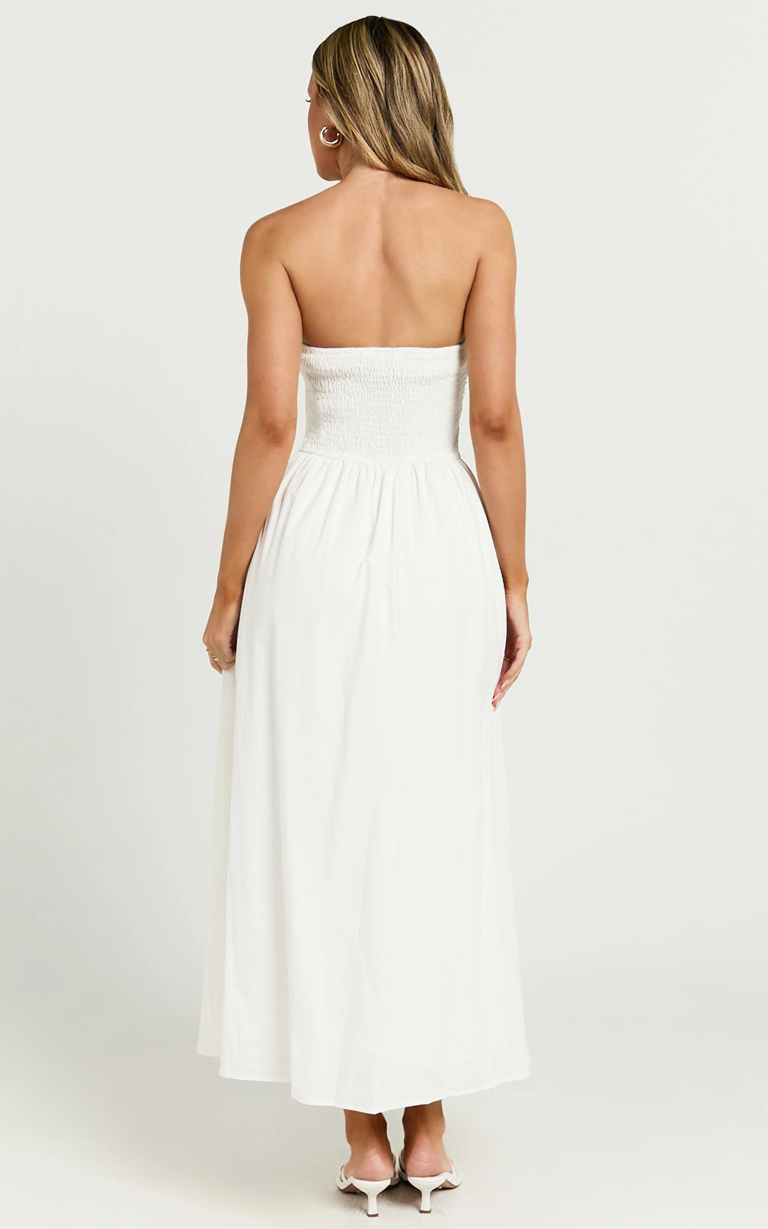 Strapless Ruched Dress in White