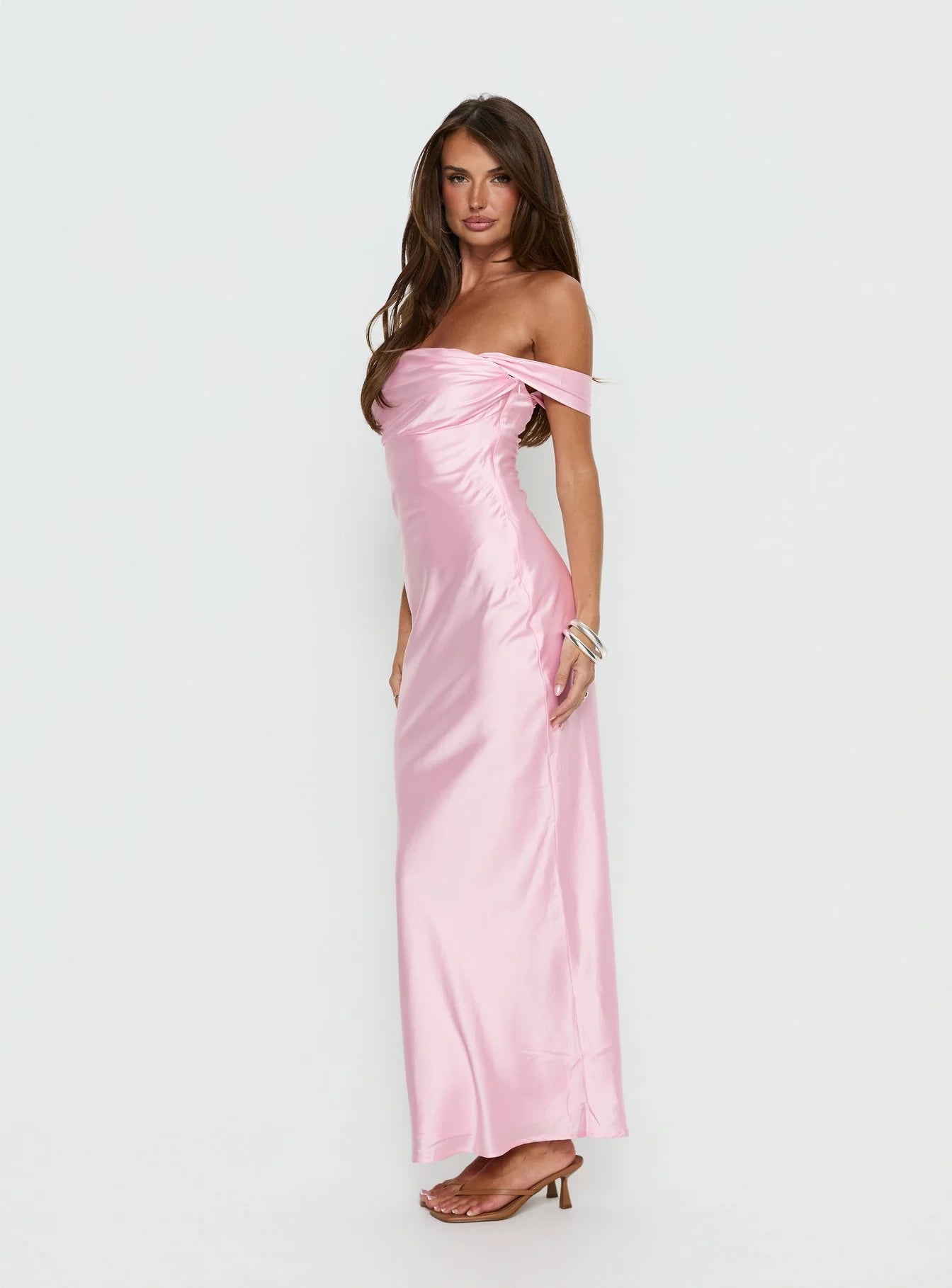 Azura Off The Shoulder Maxi Dress Pink