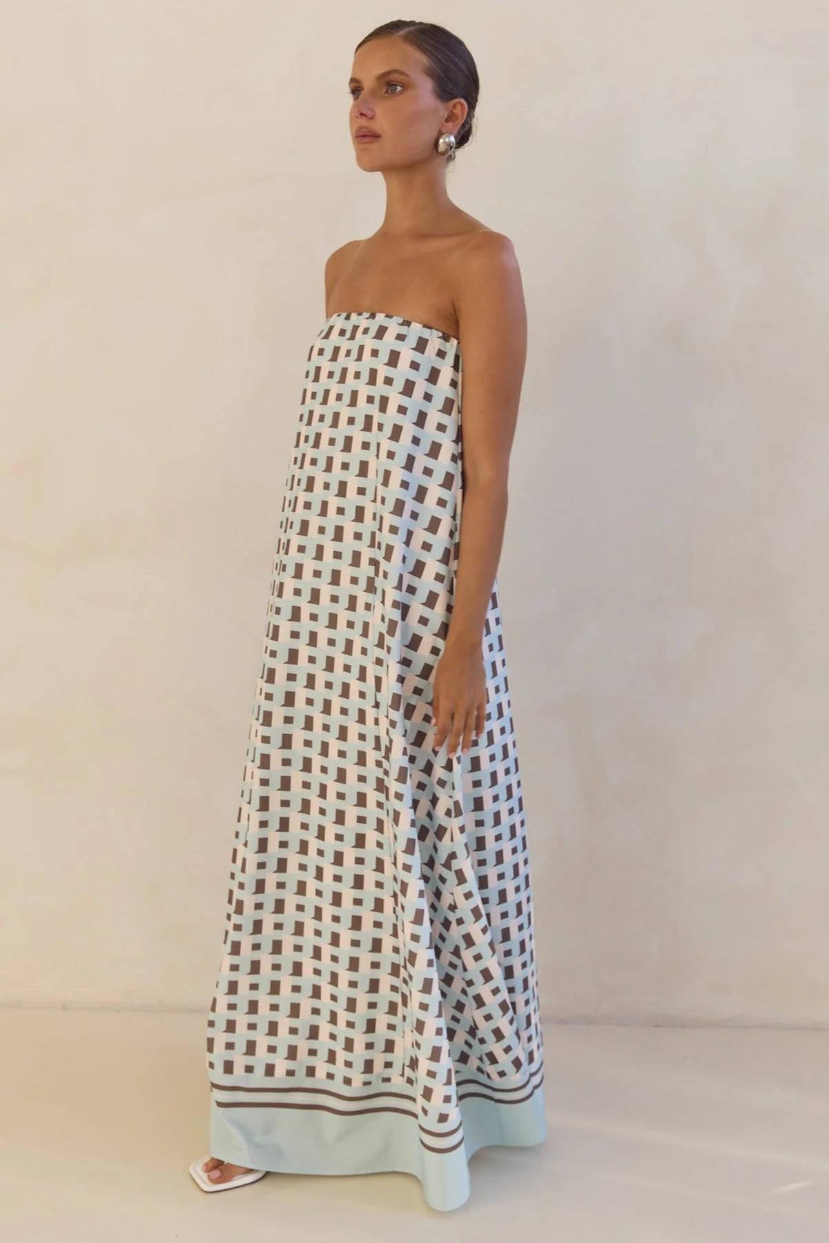 Smocked Printed Tube Maxi Dress