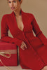 red pure new wool cardigan mini dress