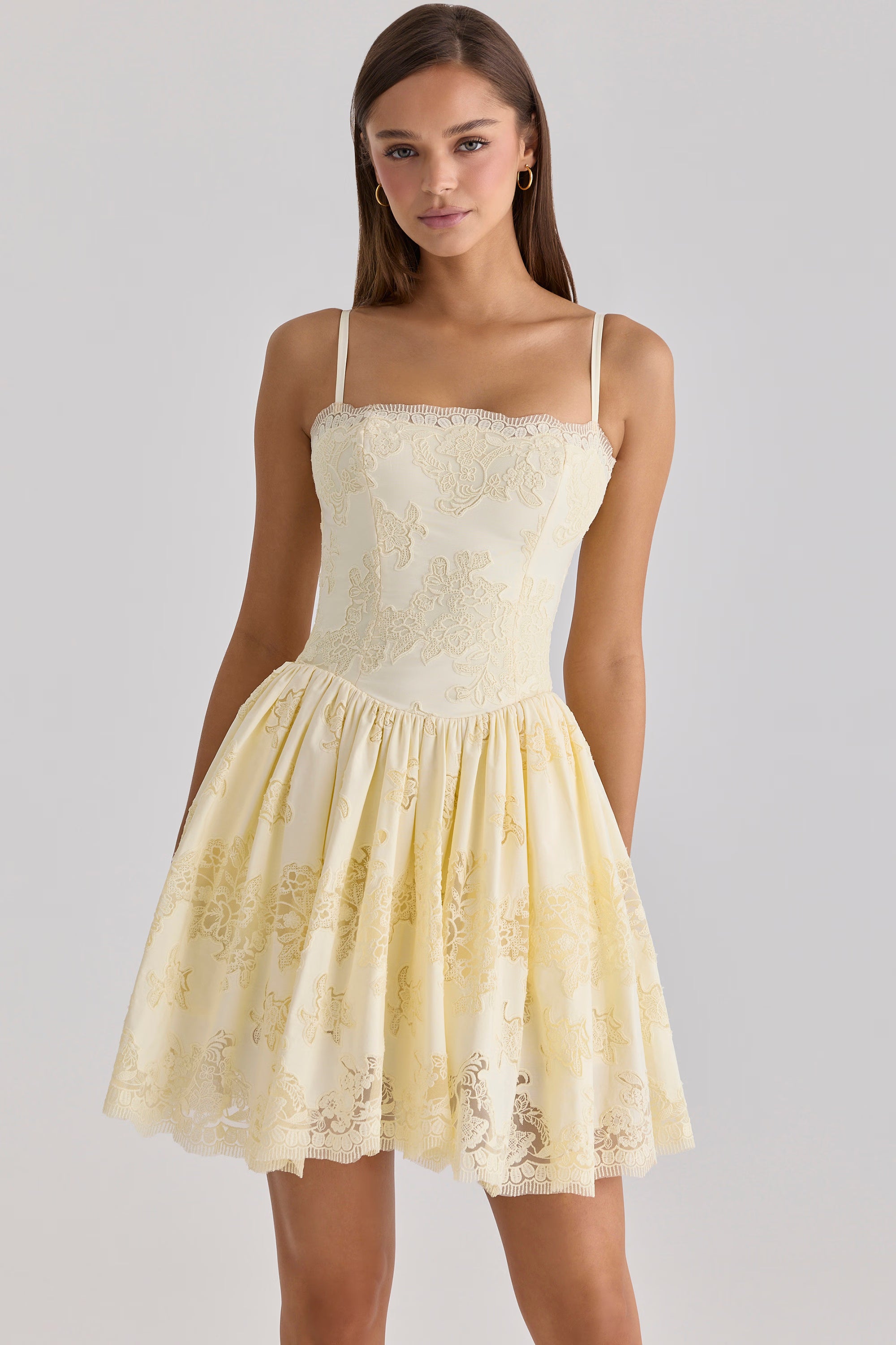 lemon custom lace cotton broderie anglaise mini dress