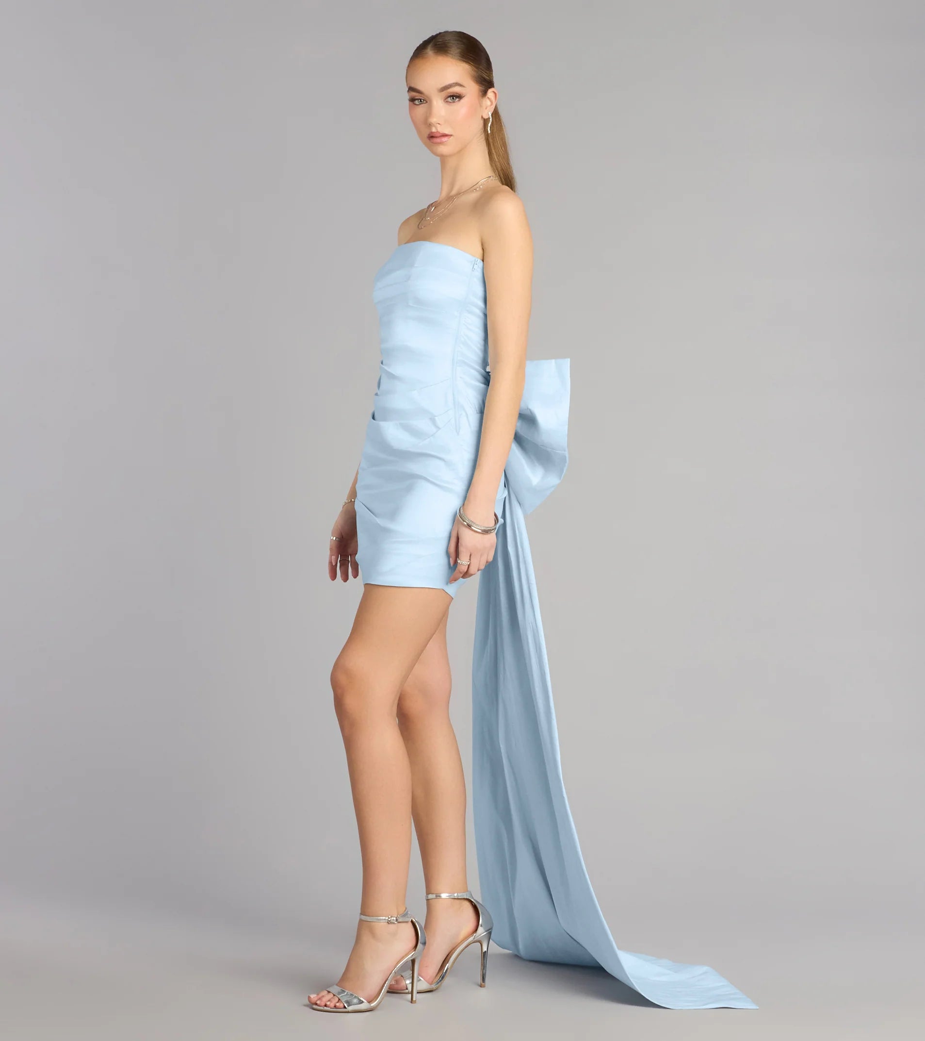 Lucy Taffeta Bow Mini Party Dress