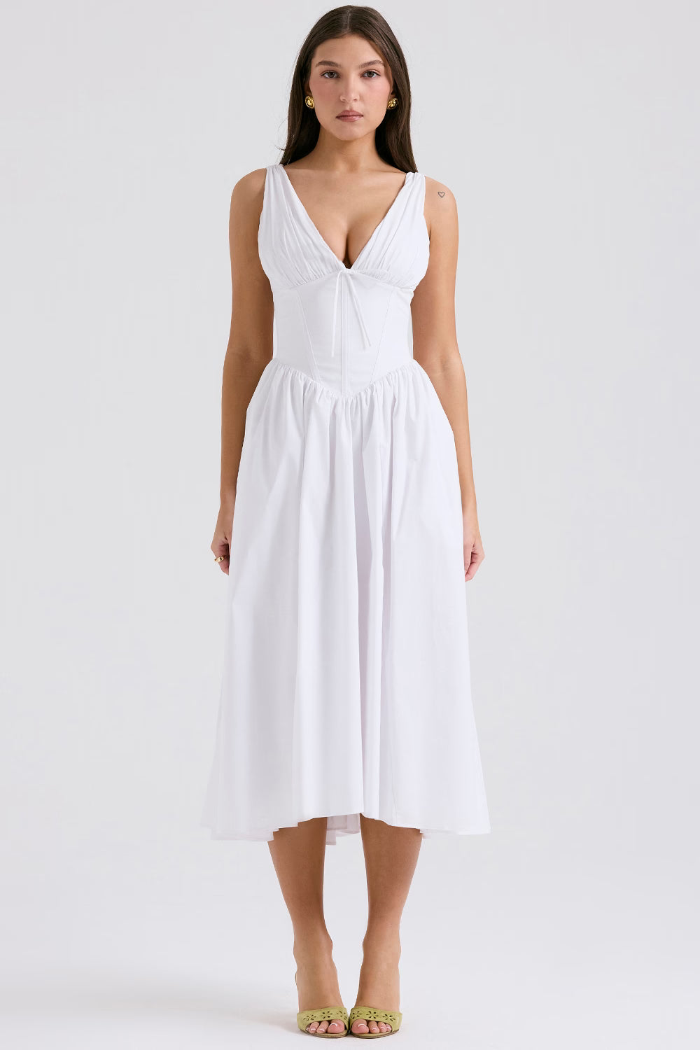 white cotton corset sundress