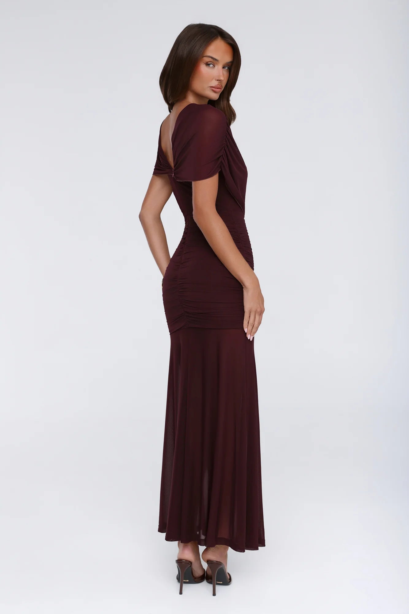 Effortless Theory Mesh Maxi Dress Burgundy