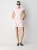 Crepe crewneck mini dress with cap sleeves