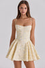 lemon floral print cotton corset mini dress