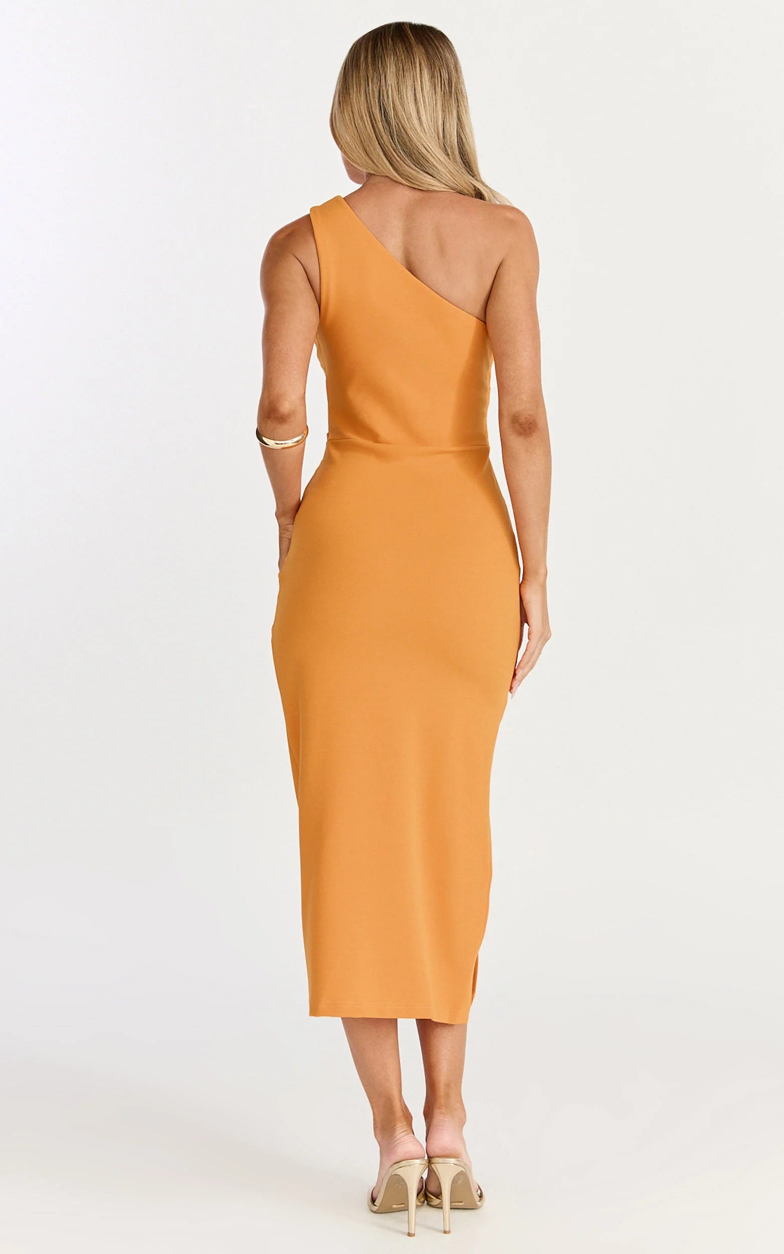 One Shoulder Straight Dress in Orange