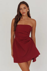 Minnesota Strapless Mini Dress Wine