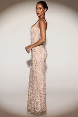 Embellished Fishtail Corset Gown in Gold