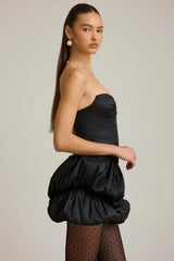 Layered Bubble Hem Corset Mini Dress in Black