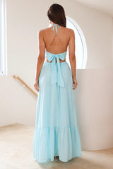 Ocean Charm Halter Maxi Dress Turquoise
