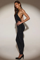 Embellished Halterneck Jumpsuit in Black