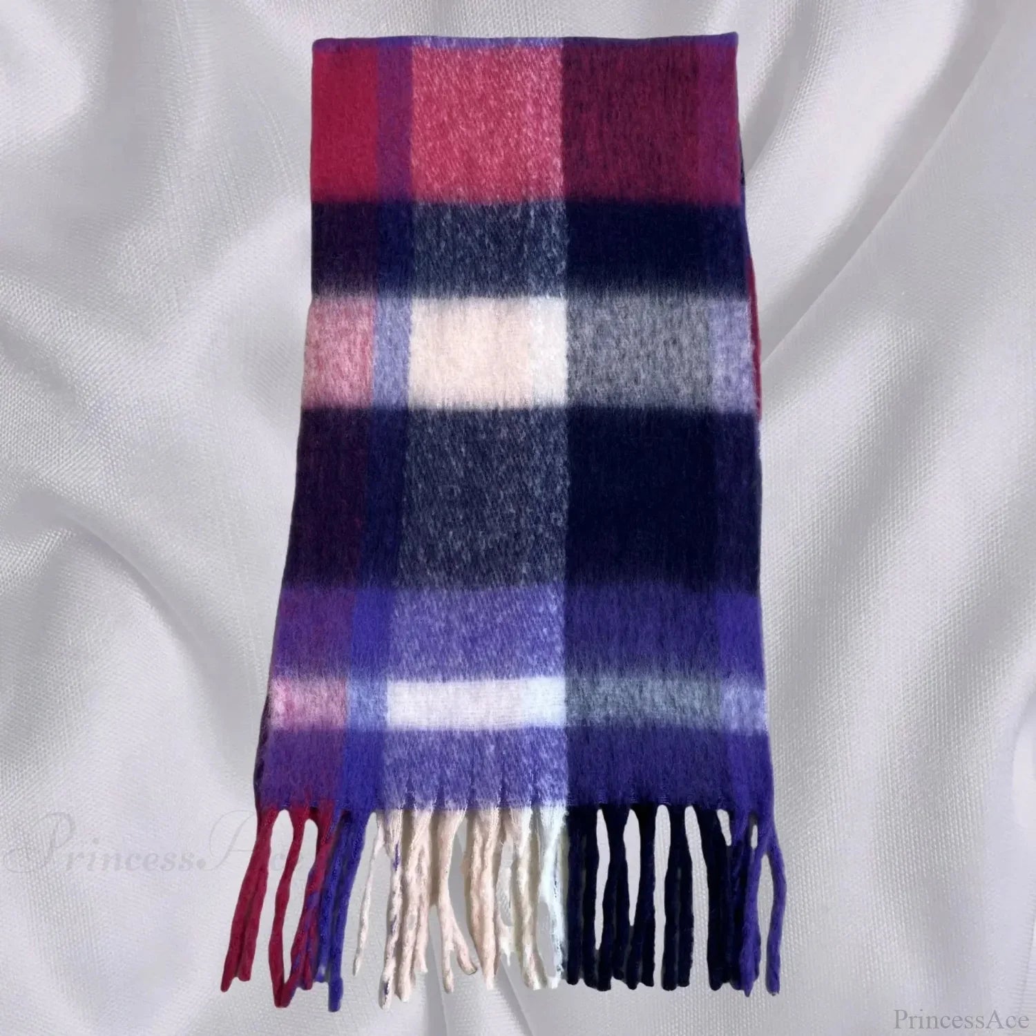 Elegant Minimalist Plaid Long Shawl Thickened Warm Scarf for Women