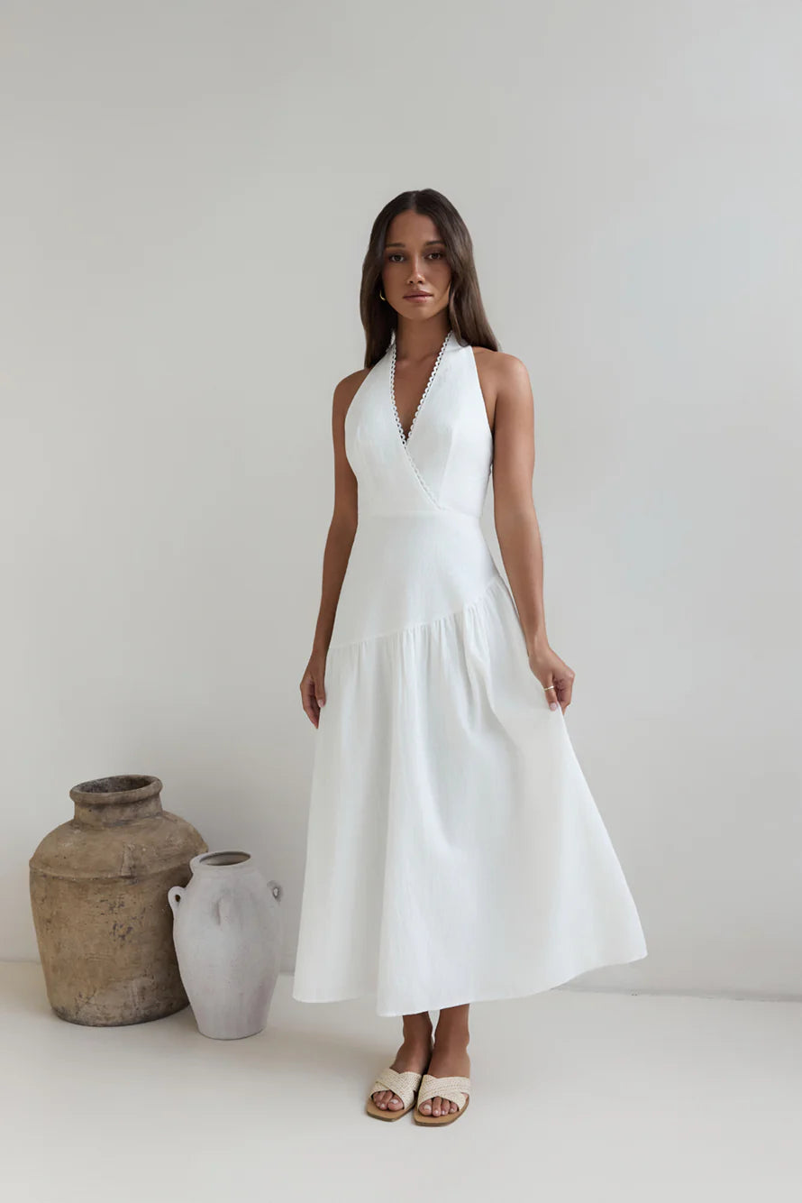 Angelic Song Halter Maxi Dress White