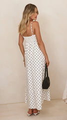 Elie Maxi Dress - White/Black Polka Dot
