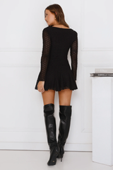 Luxe After Dark Long Sleeve Mini Dress Black