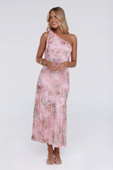 Pretty Whispers One Shoulder Maxi Dress Pink