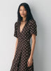 Crepe midi wrap dress with polka-dot pattern