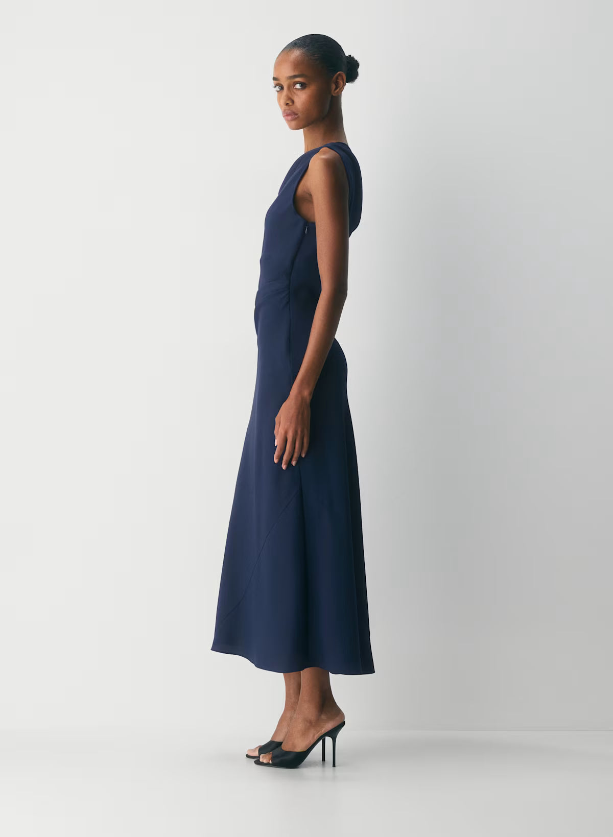 Klea Dress- Matte satin cowlneck maxi dress