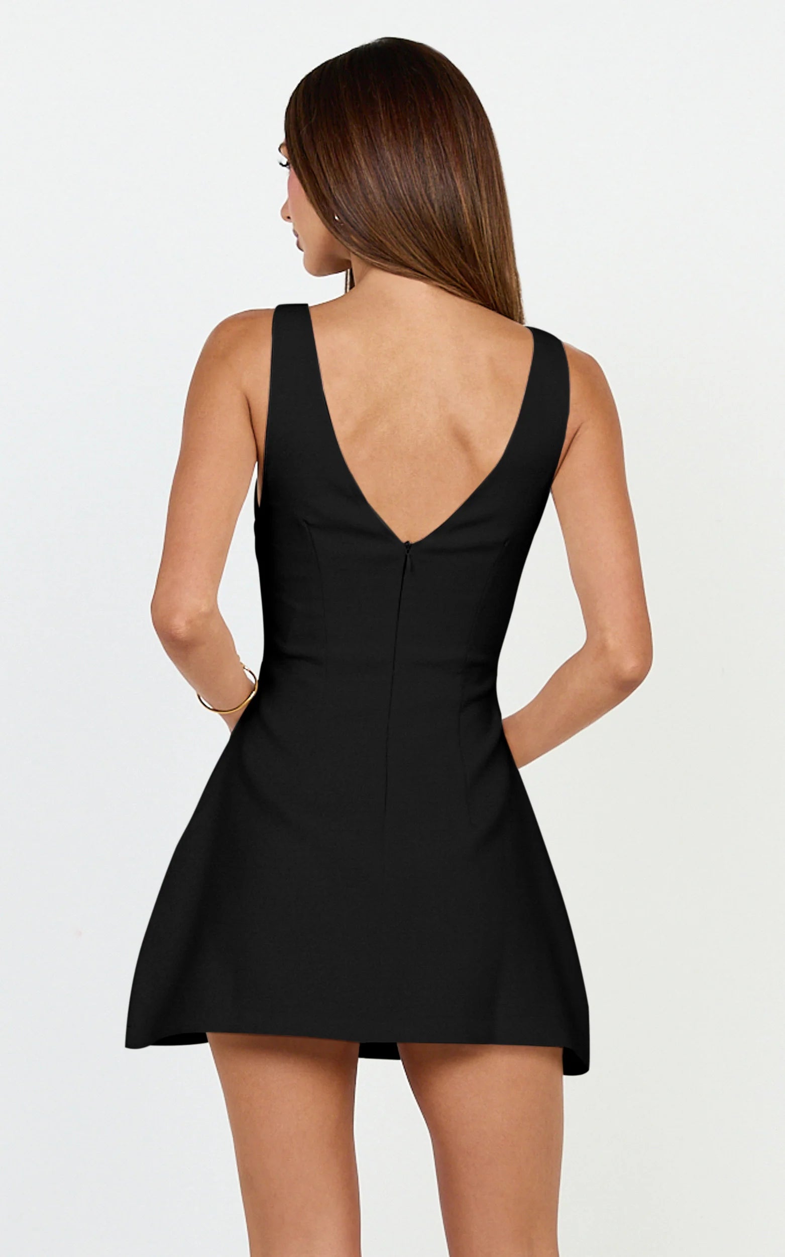 Boat Neck Fit and Flare Dress in Black
