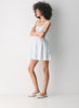 Tiered striped cotton poplin mini dress